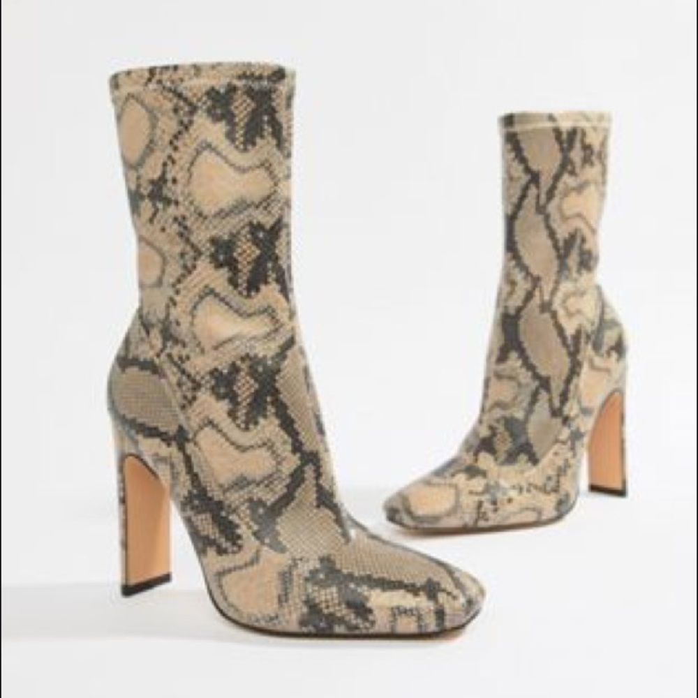 Missguided Snake Print Ankle Boots